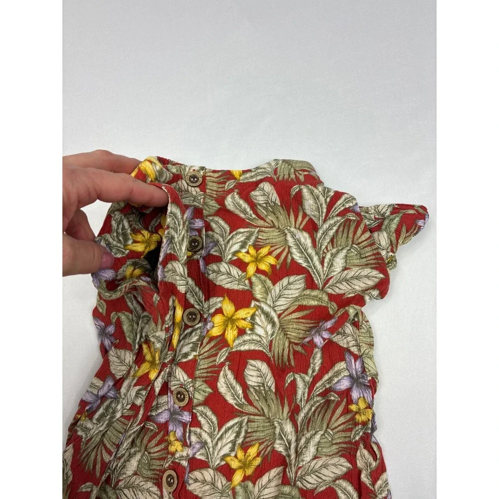 Aeropostale Floral Boho Midi Skirt Womens XS Red Excellent Tropical Button Front - Picture 3 of 8